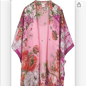 Moss Rose Women's Beach Cover up Swim Kimono Cardigan with Bohemian Floral Print